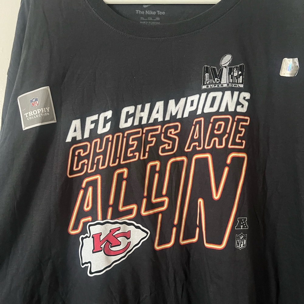 NWT Nike AFC Kansas City Chiefs Champs Black T-Shirt Men’s Size 5XL Super Bowl